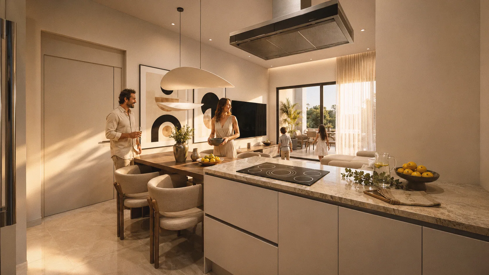 מטבח פתוח עם איי בדירת Coast View Residence